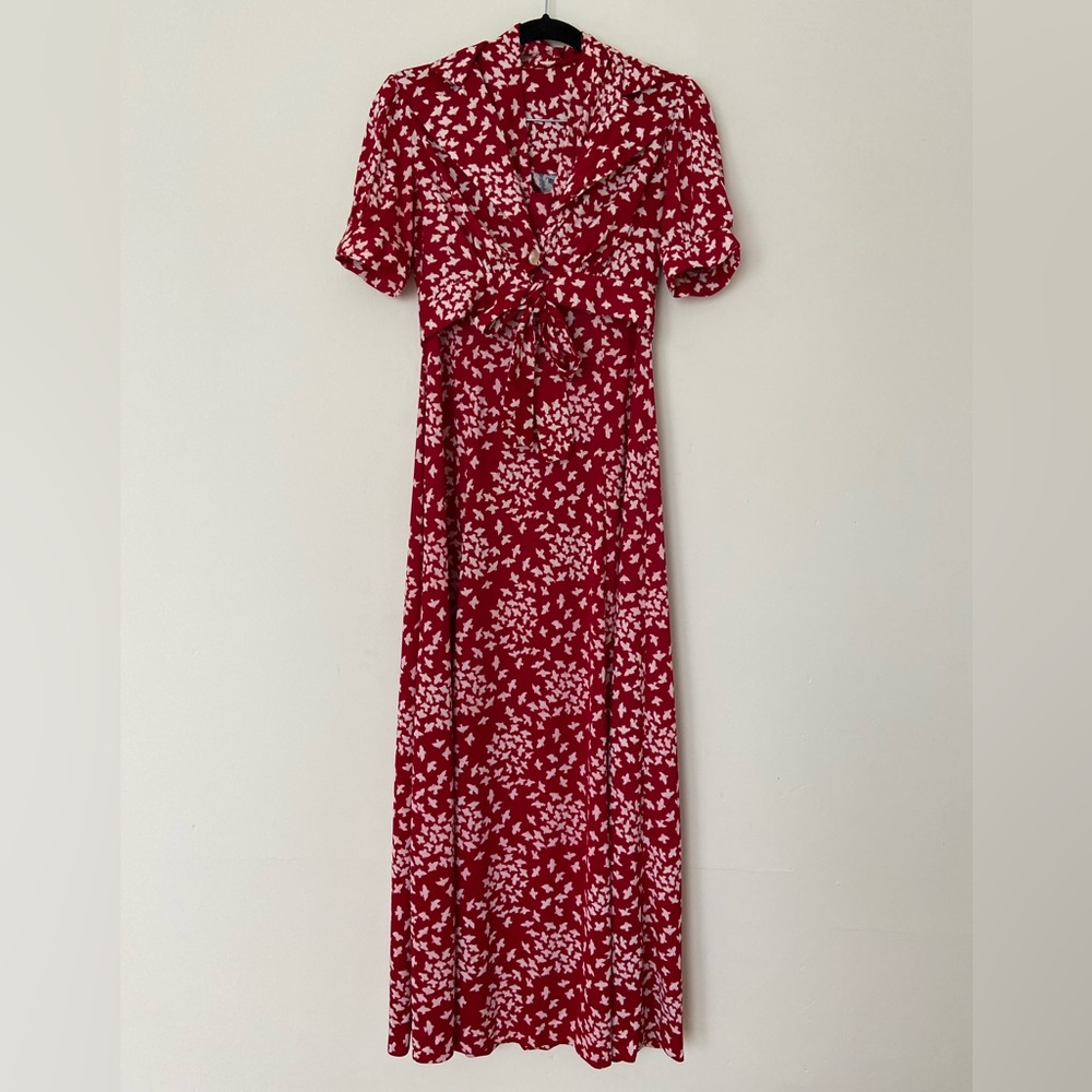 Vintage House of Nu Mode Americana Flying Bird Red Halter Dress Bolero Small
